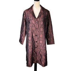 Rebekah Vintage Womens Quilted Brown Button Up Collared Padded Long Jacket
